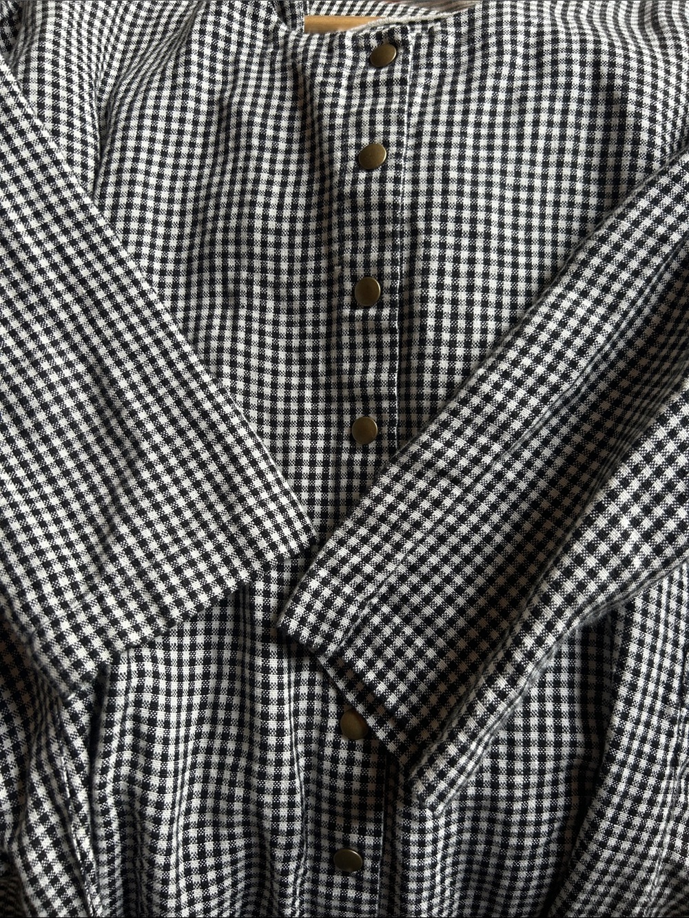 notPERFECTLINEN Black and White Gingham Button-Front Dress - Picture 3 of 5